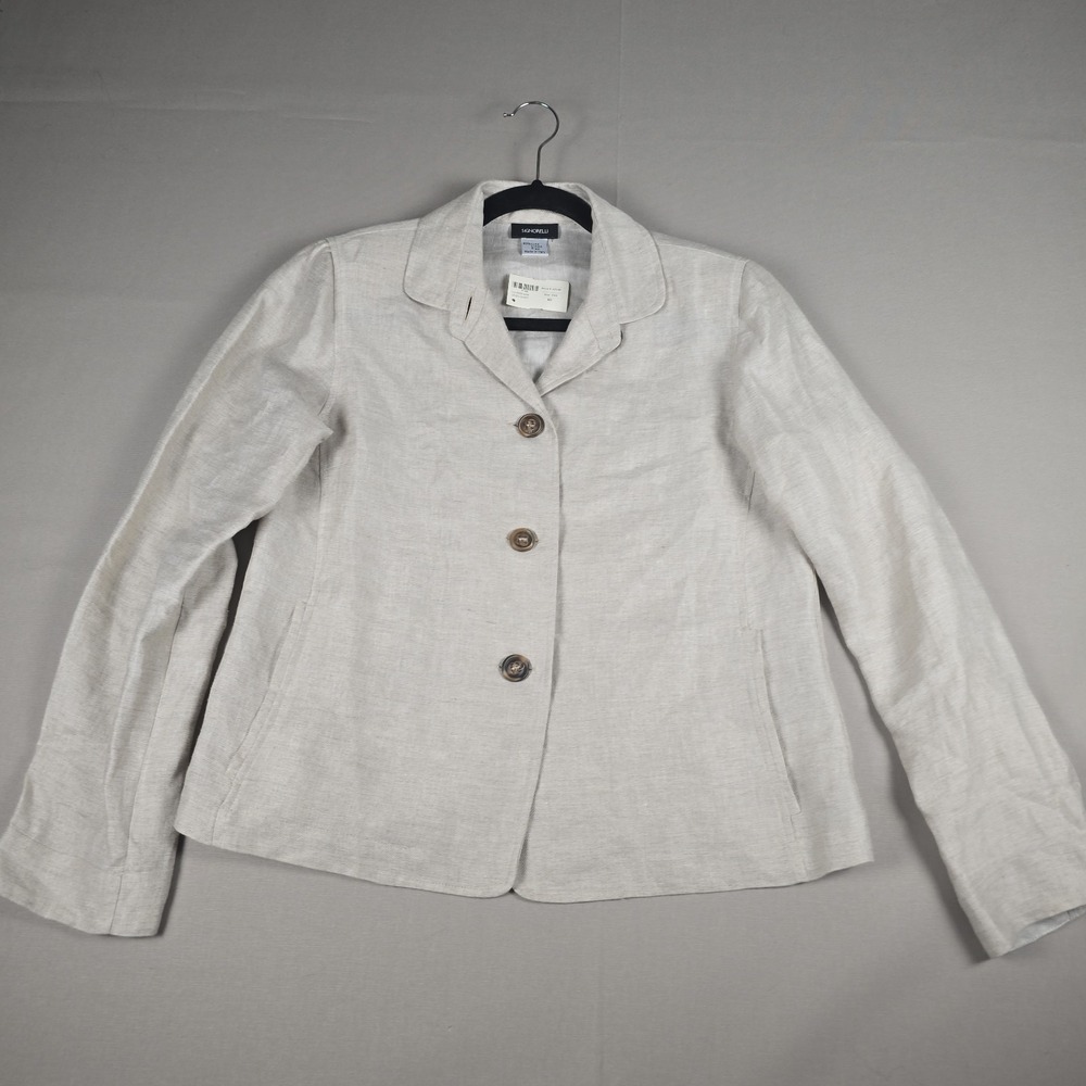 New w/o tag Signorelli 100% Linen Blazer Jacket Made in Italy Beige sz 3-44
